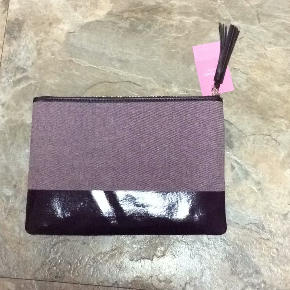 🔴 Kate spade large tweed pouch dark plum - Picture 2 of 6